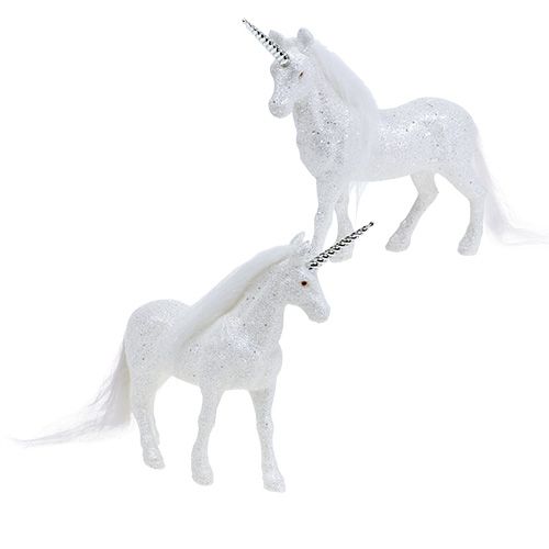 Floristik24 Licorne blanche avec paillettes 18cm 2pcs