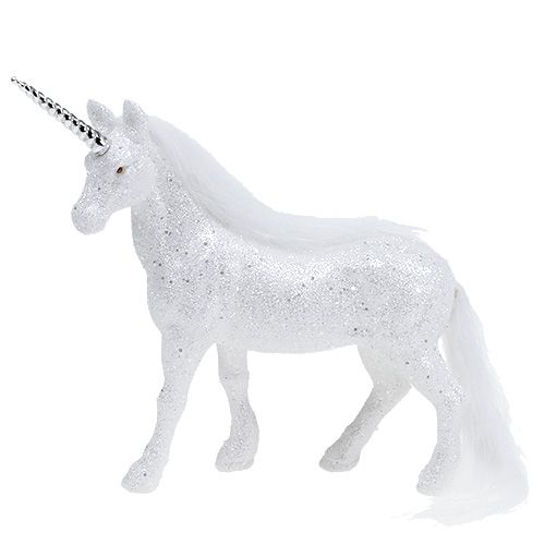 Article Licorne blanche avec paillettes 18cm 2pcs