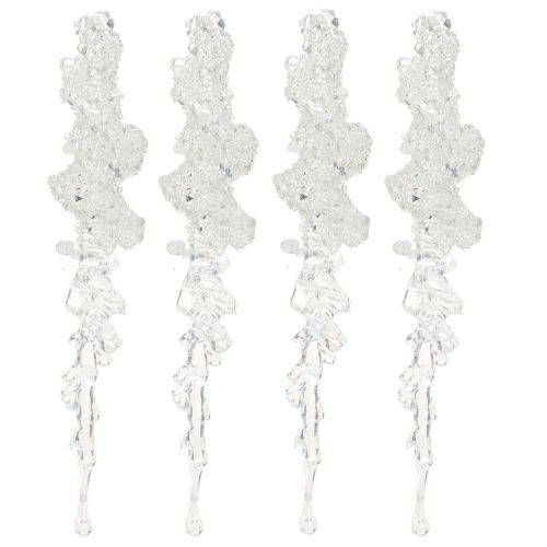 Article Décoration d&#39;arbre à glaçons avec décoration d&#39;hiver pailletée 17,5 cm 4 pièces