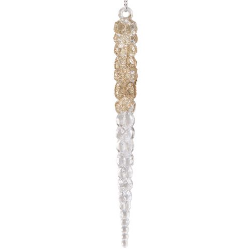 Floristik24 Glaçons décoratifs à suspendre, paillettes champagne 14,5 cm, 4 pièces