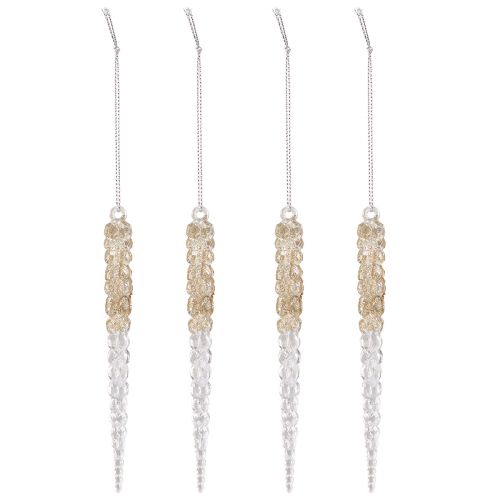 Article Glaçons décoratifs à suspendre, paillettes champagne 14,5 cm, 4 pièces