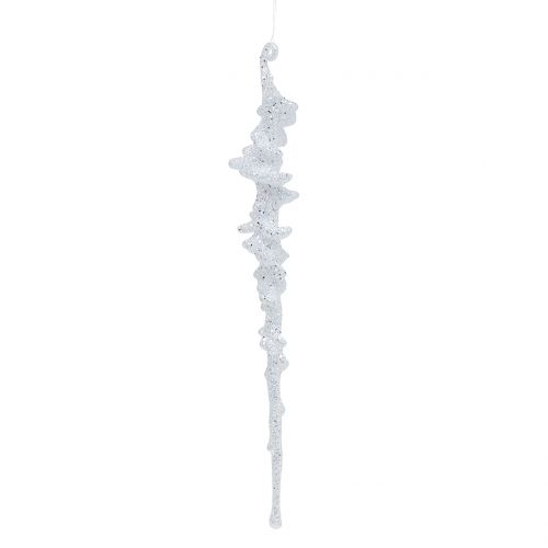 Glaçon blanc avec paillettes à suspendre 26,5cm 1pc