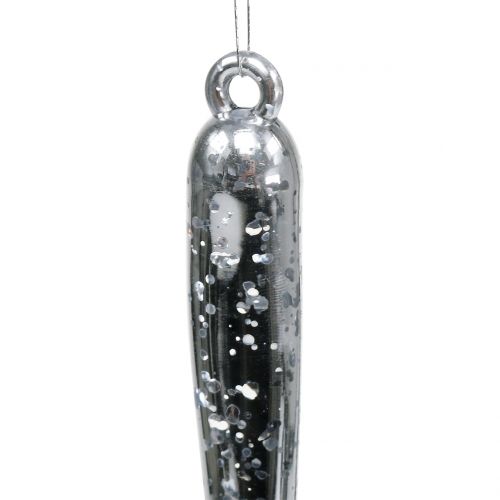 Glaçons décoratifs à suspendre transparent, argent 26cm 2pcs