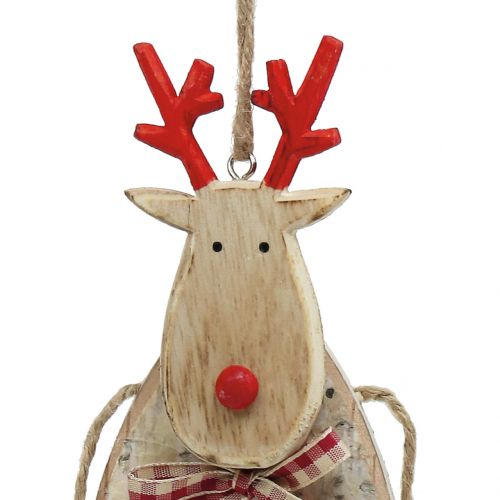 Article Suspension de Noël Élan et cœur Bouleau 23cm 2pcs
