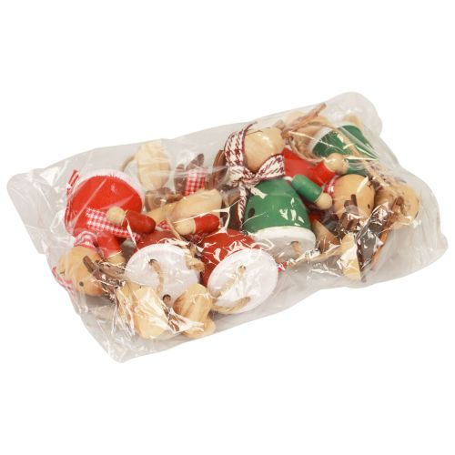 Floristik24 Cintre de décoration en bois décoration d'élan Noël vert rouge 10,5 cm 6 pcs