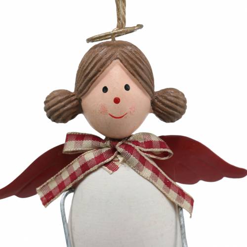 Article Figurines de Noël ange et renne à suspendre blanc, rouge Ø4.7cm H20 / 18cm 2pcs