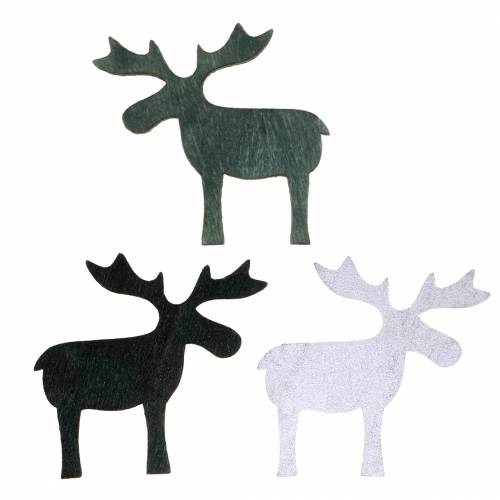 Décoration à disperser rennes noir, argent, gris foncé assorti 4cm 72 pcs