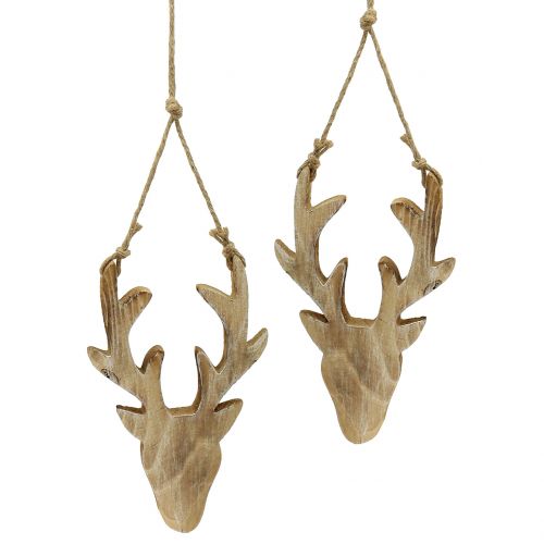 Floristik24 Tête d'élan en bois à accrocher 20x10.5cm 2pcs