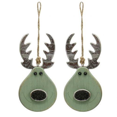 Floristik24 Tête d&#39;élan menthe à suspendre 14,5cm x 7,2cm 4 pcs
