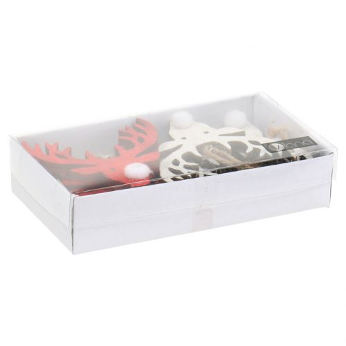 Article Cintre renne rouge, blanc 6.5cm x 7.5cm 8pcs