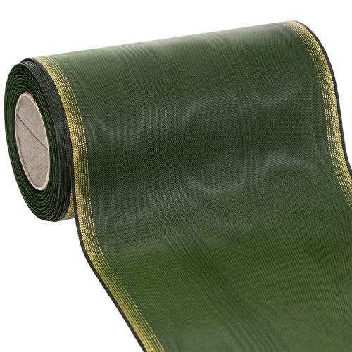 Floristik24 Ruban élégant en moire, 175 mm, vert foncé avec bordure perlée et tissage taffetas pour les occasions festives