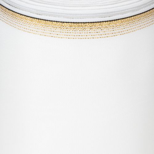 Ruban moiré élégant avec bordure dorée, décoration de mariage, ruban de deuil, blanc 150 mm x 25 m | Floristik24.be