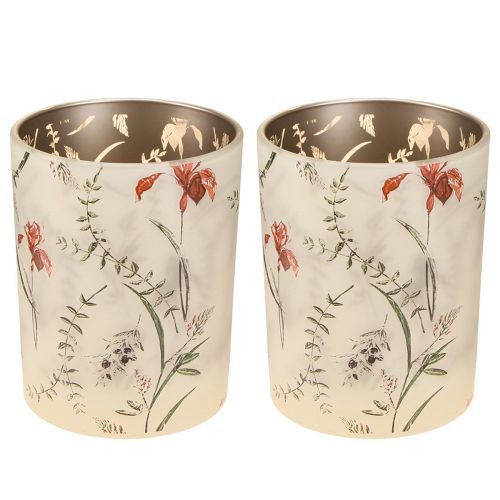 Article Élégant bougeoir à motif floral pour une décoration harmonieuse, 12,5 cm, lot de 2