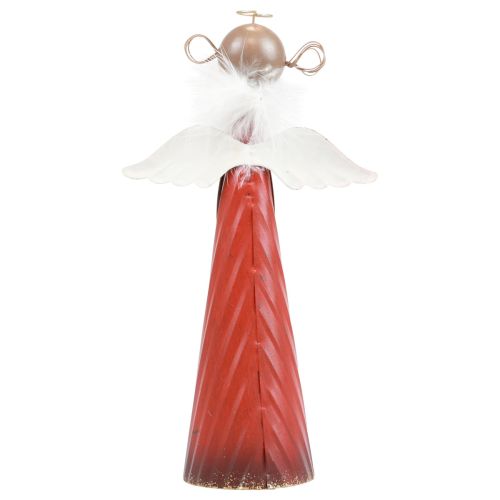 Article Décoration de table décorative en métal ange, figurine de Noël rouge 10,5×4,5×20cm