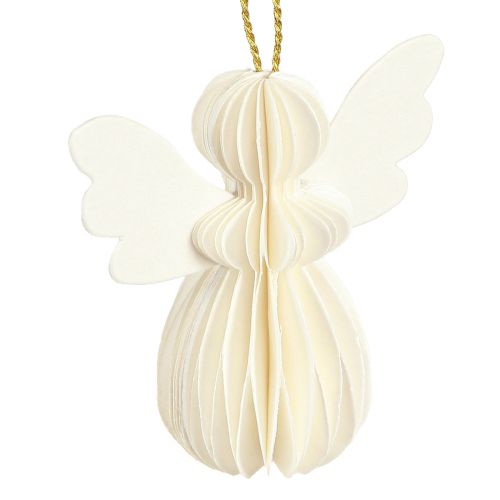 Article Pendentif ange nid d&#39;abeille décoration en papier Noël blanc 6cm 6 pcs