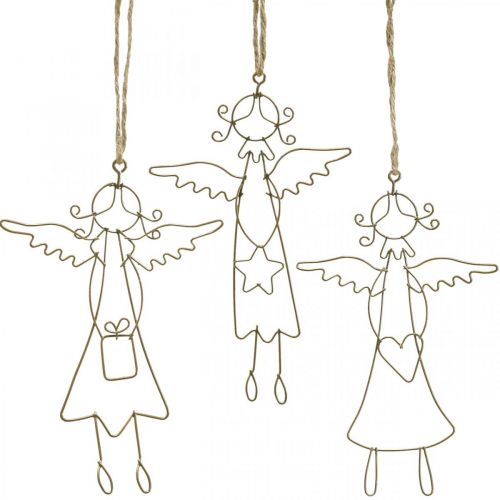 Floristik24 Pendentif ange Chiffres de fil d'ange de Noël or 15cm 6pcs