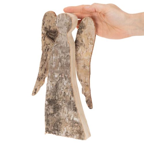 Figurine d'ange en bois et écorce de bouleau, 30 cm | Floristik24.be