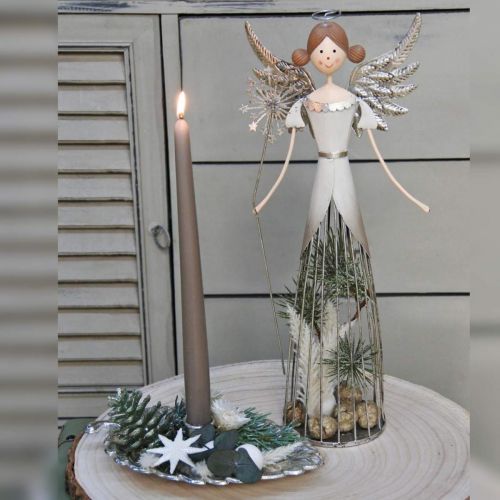 Floristik24 Figurine ange en métal, lanterne de Noël H31,5cm