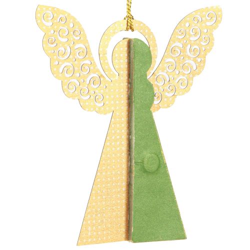 Floristik24 Décoration en papier nid d'abeille ange Noël vert or 12cm 4 pcs