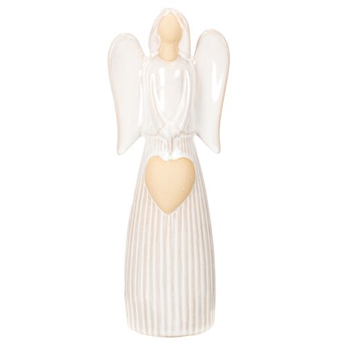Figurine d'ange ornée d'un cœur, couleur blanc crème, 23 cm