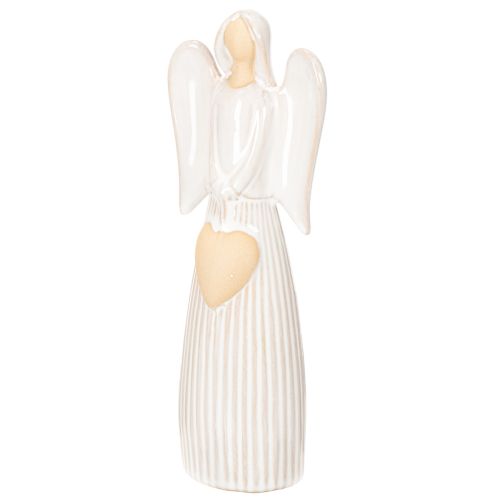 Figurine d'ange ornée d'un cœur, couleur blanc crème, 23 cm | Floristik24.be