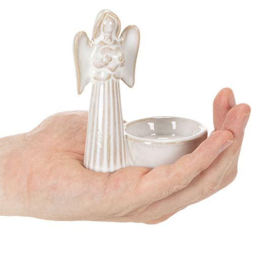 Bol décoratif en forme d'ange avec petite figurine et porte-bougie chauffe-plat rond, 10 cm, lot de 3 | Floristik24.be