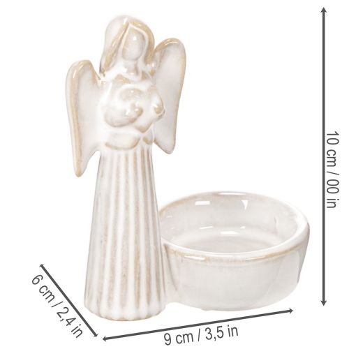Bol décoratif en forme d'ange avec petite figurine et porte-bougie chauffe-plat rond, 10 cm, lot de 3 | Floristik24.be