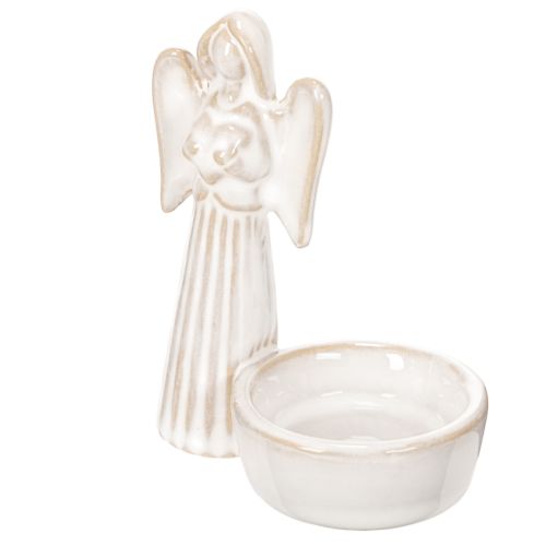 Bol décoratif en forme d'ange avec petite figurine et porte-bougie chauffe-plat rond, 10 cm, lot de 3 | Floristik24.be