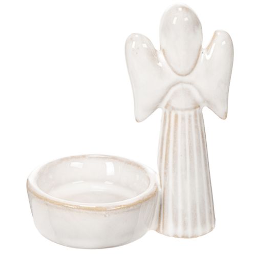 Bol décoratif en forme d'ange avec petite figurine et porte-bougie chauffe-plat rond, 10 cm, lot de 3 | Floristik24.be