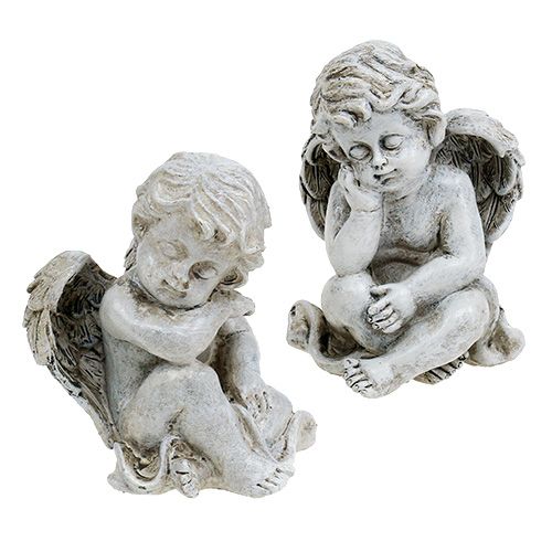 Floristik24 Ange assis gris 11cm 4 pcs