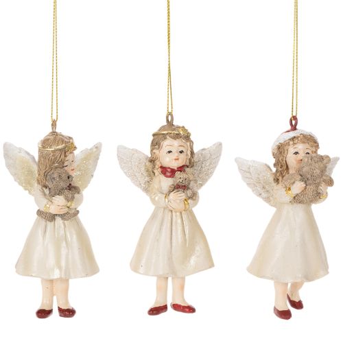 Anges décoratifs pour sapin de Noël, style vintage, 10 cm, lot de 3