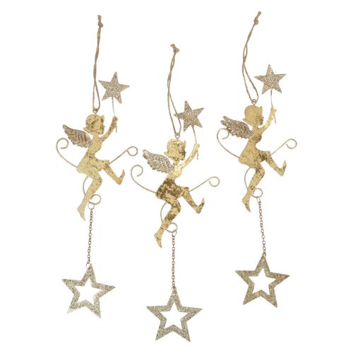 Pendentif ange étoile décoration de Noël à suspendre H28cm 3 pièces