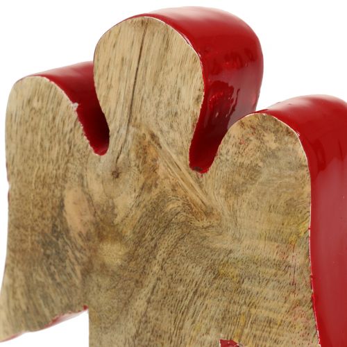 Article Ange décoration figurine bois rouge, nature 15cm