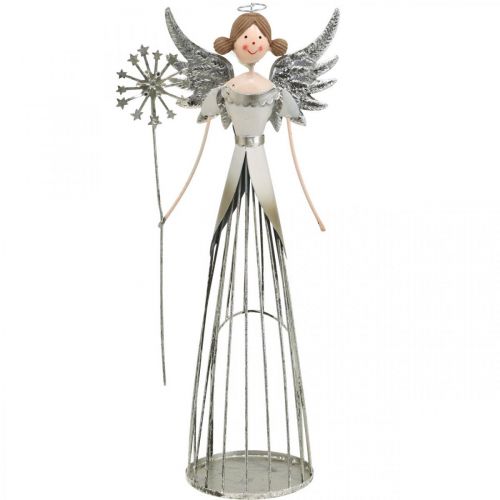 Article Figurine ange en métal, lanterne de Noël H31,5cm
