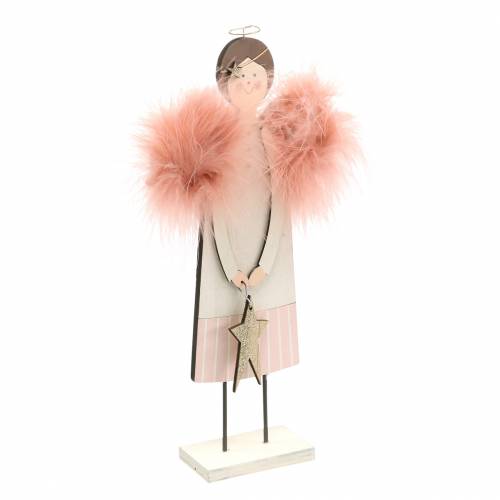 Floristik24 Ange aux ailes de plumes bois rose 28cm