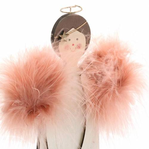 Floristik24 Ange aux ailes de plumes bois rose 28cm