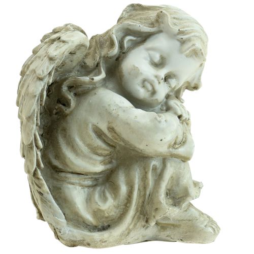 Floristik24 Ange pour la Tombe Crème Ange Tombeau Ange Endormi 6×5.5×8cm