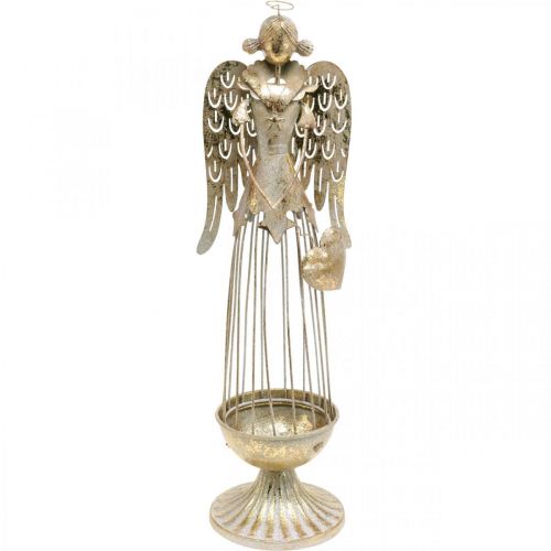 Floristik24 Figure d'ange avec coeur, décoration de Noël en métal, décoration ange antique-doré H38cm
