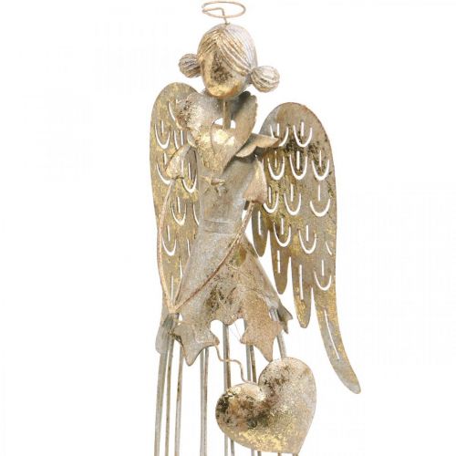 Floristik24 Figure d'ange avec coeur, décoration de Noël en métal, décoration ange antique-doré H38cm