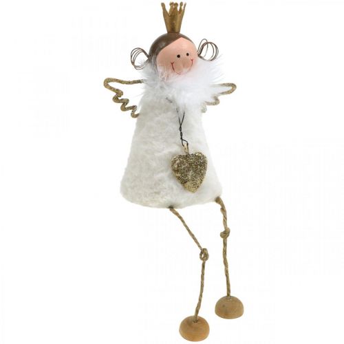 Floristik24 Figurine ange assis décoration de Noël bois métal blanc H12cm