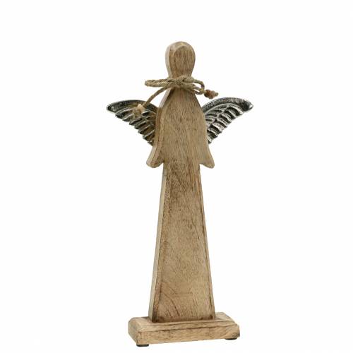 Statue Ange gardien en bois de 20 cm - Ailes blanches