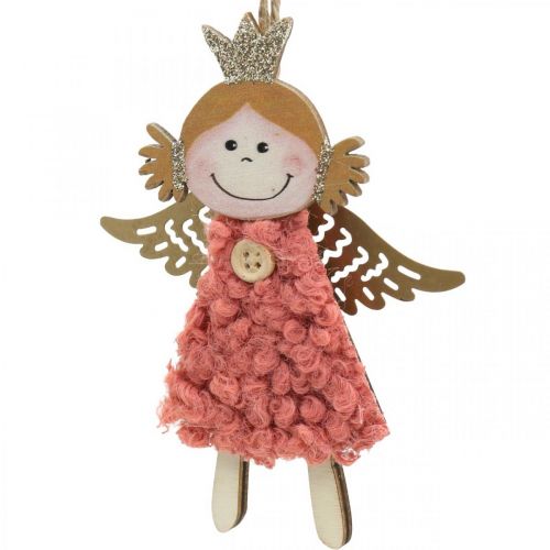 Floristik24 Anges à accrocher, décorations de Noël, décorations de sapin de Noël rose/rose/bleu/blanc H12cm lot de 4