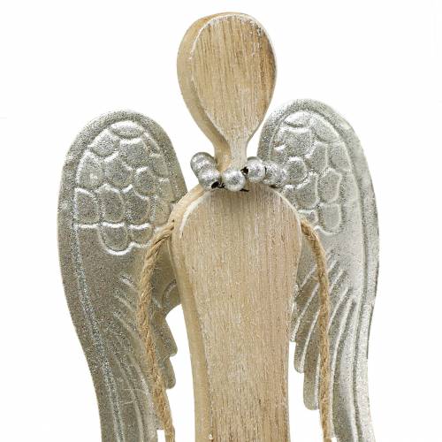 Floristik24 Ange en bois nature avec paillettes H53cm
