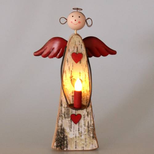 Floristik24 Ange en bois avec bougie LED H30cm