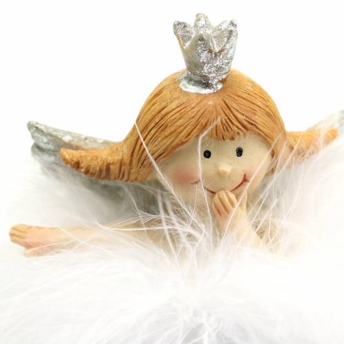 Floristik24 Ange déco en nuage blanc, argent Ø6.5 / 6cm H7 / 6cm 2pcs
