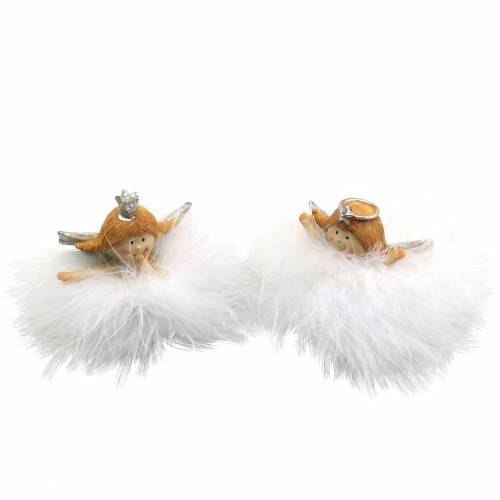 Floristik24 Ange déco en nuage blanc, argent Ø6.5 / 6cm H7 / 6cm 2pcs