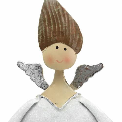 Floristik24 Trio d'anges déco métal blanc pailleté Ø10 / 11,5 / 7cm H28,5 / 18 / 21cm 3pcs