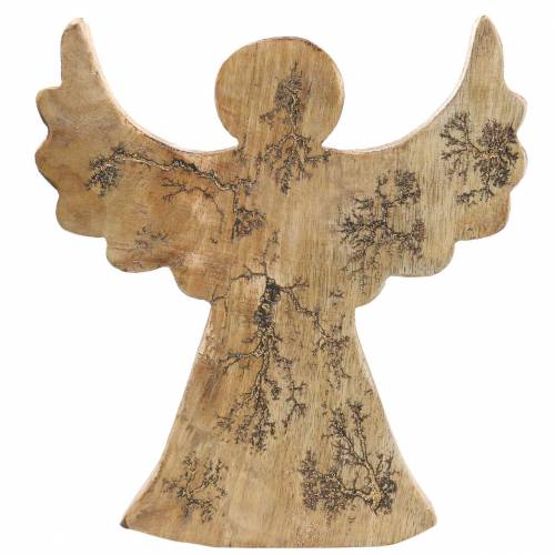 Floristik24 Ange en bois avec incrustations de paillettes, bois de manguier naturel 19,4 × 18,3 cm