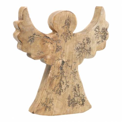 Floristik24 Ange en bois avec incrustations de paillettes, bois de manguier naturel 19,4 × 18,3 cm