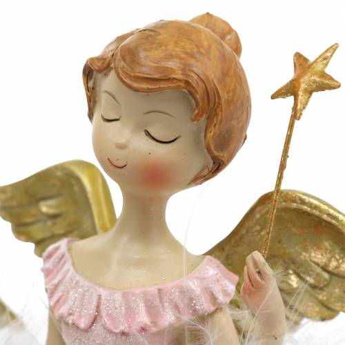 Article Déco ballerine ange rose, doré Ø11,5 H15cm 2pcs